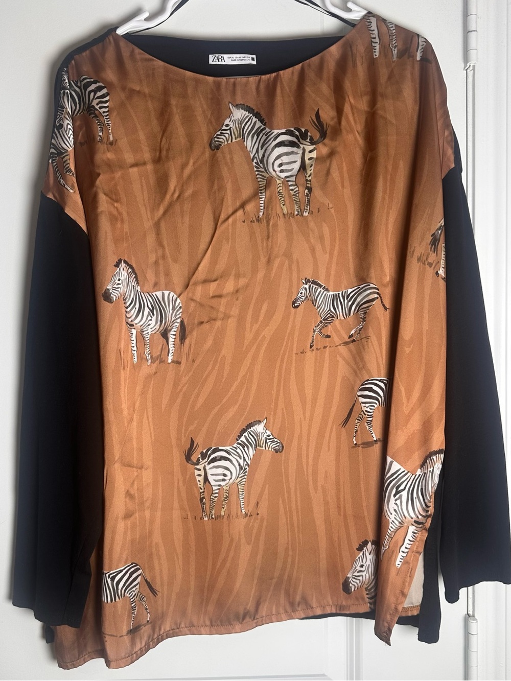 Zara Women's Zebra Print Blouse in Burnt Orange and Black